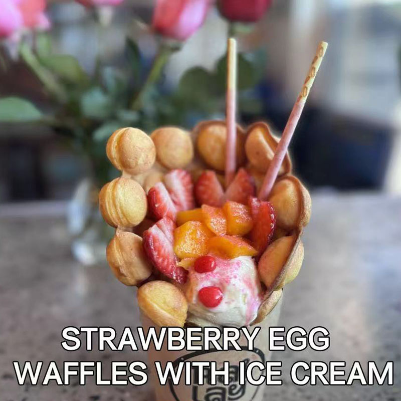 Sweet egg waffles with strawberries and ice cream at Railay Thai Express, a Asian Restaurant in Pineville